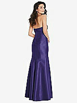 Rear View Thumbnail - Grape Bow Cuff Strapless Princess Waist Trumpet Gown