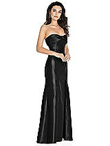 Side View Thumbnail - Black Bow Cuff Strapless Princess Waist Trumpet Gown