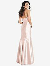 Rear View Thumbnail - Blush Bow Cuff Strapless Princess Waist Trumpet Gown