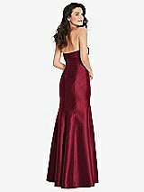 Rear View Thumbnail - Burgundy Bow Cuff Strapless Princess Waist Trumpet Gown