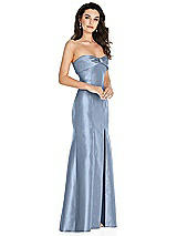 Side View Thumbnail - Cloudy Bow Cuff Strapless Princess Waist Trumpet Gown