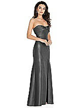 Side View Thumbnail - Gunmetal Bow Cuff Strapless Princess Waist Trumpet Gown