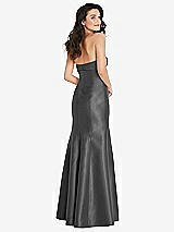 Rear View Thumbnail - Gunmetal Bow Cuff Strapless Princess Waist Trumpet Gown