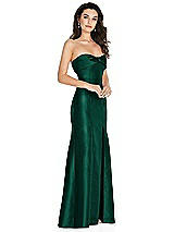 Side View Thumbnail - Hunter Green Bow Cuff Strapless Princess Waist Trumpet Gown