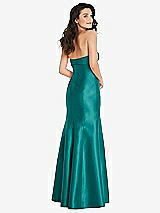 Rear View Thumbnail - Jade Bow Cuff Strapless Princess Waist Trumpet Gown