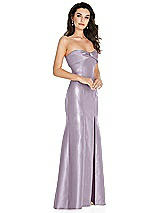 Side View Thumbnail - Lilac Haze Bow Cuff Strapless Princess Waist Trumpet Gown