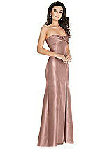 Side View Thumbnail - Neu Nude Bow Cuff Strapless Princess Waist Trumpet Gown