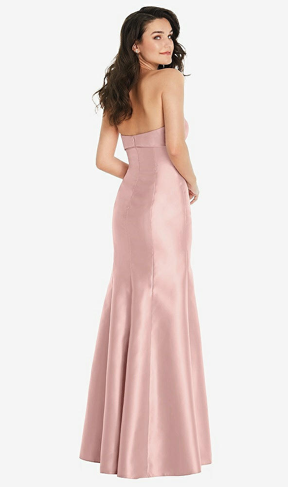 Back View - Rose - PANTONE Rose Quartz Bow Cuff Strapless Princess Waist Trumpet Gown