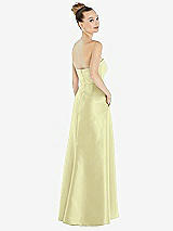 Alt View 3 Thumbnail - Butter Yellow Strapless Satin Gown with Draped Front Slit and Pockets