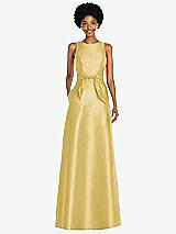 Front View Thumbnail - Maize Jewel-Neck V-Back Maxi Dress with Mini Sash