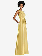 Side View Thumbnail - Maize Jewel-Neck V-Back Maxi Dress with Mini Sash