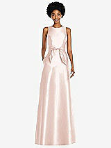 Front View Thumbnail - Blush Jewel-Neck V-Back Maxi Dress with Mini Sash