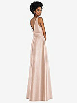 Rear View Thumbnail - Cameo Jewel-Neck V-Back Maxi Dress with Mini Sash