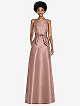 Front View Thumbnail - Neu Nude Jewel-Neck V-Back Maxi Dress with Mini Sash