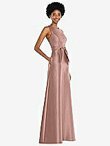 Side View Thumbnail - Neu Nude Jewel-Neck V-Back Maxi Dress with Mini Sash