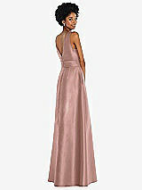 Rear View Thumbnail - Neu Nude Jewel-Neck V-Back Maxi Dress with Mini Sash