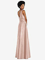 Rear View Thumbnail - Toasted Sugar Jewel-Neck V-Back Maxi Dress with Mini Sash