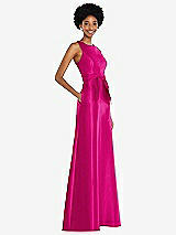 Side View Thumbnail - Think Pink Jewel-Neck V-Back Maxi Dress with Mini Sash