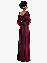 Rear View Thumbnail - Cabernet Asymmetric Bell Sleeve Wrap Maxi Dress with Front Slit