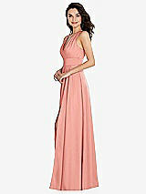 Side View Thumbnail - Rose Shirred Shoulder Criss Cross Back Maxi Dress with Front Slit