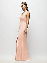 Alt View 2 Thumbnail - Pale Peach Tie Halter Open Back Trumpet Gown 