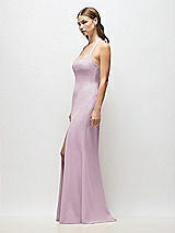 Alt View 2 Thumbnail - Suede Rose Tie Halter Open Back Trumpet Gown 