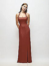 Alt View 1 Thumbnail - Auburn Moon Tie Halter Open Back Trumpet Gown 