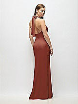 Alt View 3 Thumbnail - Auburn Moon Tie Halter Open Back Trumpet Gown 