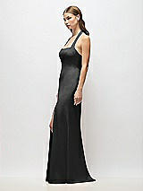 Alt View 2 Thumbnail - Black Tie Halter Open Back Trumpet Gown 