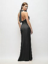 Alt View 3 Thumbnail - Black Tie Halter Open Back Trumpet Gown 