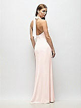 Alt View 3 Thumbnail - Blush Tie Halter Open Back Trumpet Gown 