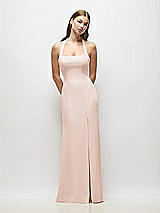 Alt View 1 Thumbnail - Cameo Tie Halter Open Back Trumpet Gown 