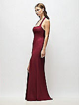 Alt View 2 Thumbnail - Cabernet Tie Halter Open Back Trumpet Gown 