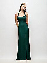 Alt View 1 Thumbnail - Evergreen Tie Halter Open Back Trumpet Gown 