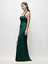 Alt View 2 Thumbnail - Evergreen Tie Halter Open Back Trumpet Gown 