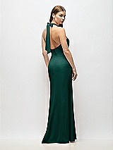 Alt View 3 Thumbnail - Evergreen Tie Halter Open Back Trumpet Gown 