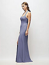Alt View 2 Thumbnail - French Blue Tie Halter Open Back Trumpet Gown 