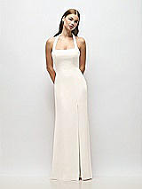 Alt View 1 Thumbnail - Ivory Tie Halter Open Back Trumpet Gown 