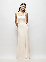 Alt View 1 Thumbnail - Oat Tie Halter Open Back Trumpet Gown 