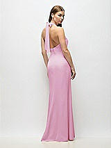 Alt View 3 Thumbnail - Powder Pink Tie Halter Open Back Trumpet Gown 