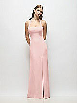 Alt View 1 Thumbnail - Rose Tie Halter Open Back Trumpet Gown 