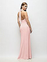 Alt View 3 Thumbnail - Rose Tie Halter Open Back Trumpet Gown 