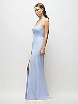 Alt View 2 Thumbnail - Sky Blue Tie Halter Open Back Trumpet Gown 