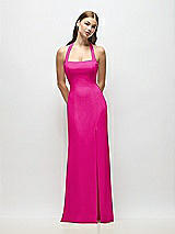 Alt View 1 Thumbnail - Think Pink Tie Halter Open Back Trumpet Gown 