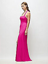 Alt View 2 Thumbnail - Think Pink Tie Halter Open Back Trumpet Gown 