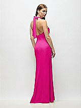 Alt View 3 Thumbnail - Think Pink Tie Halter Open Back Trumpet Gown 