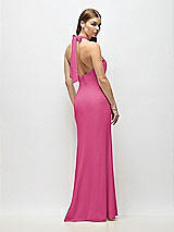 Alt View 3 Thumbnail - Tea Rose Tie Halter Open Back Trumpet Gown 