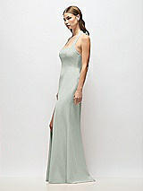 Alt View 2 Thumbnail - Willow Green Tie Halter Open Back Trumpet Gown 