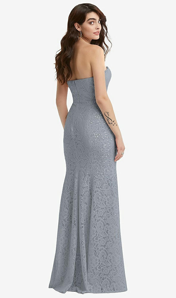 Back View - Platinum Sweetheart Strapless Sequin Lace Trumpet Gown