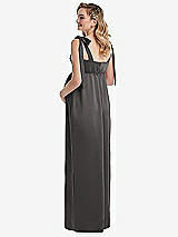 Rear View Thumbnail - Caviar Gray Flat Tie-Shoulder Empire Waist Maternity Dress